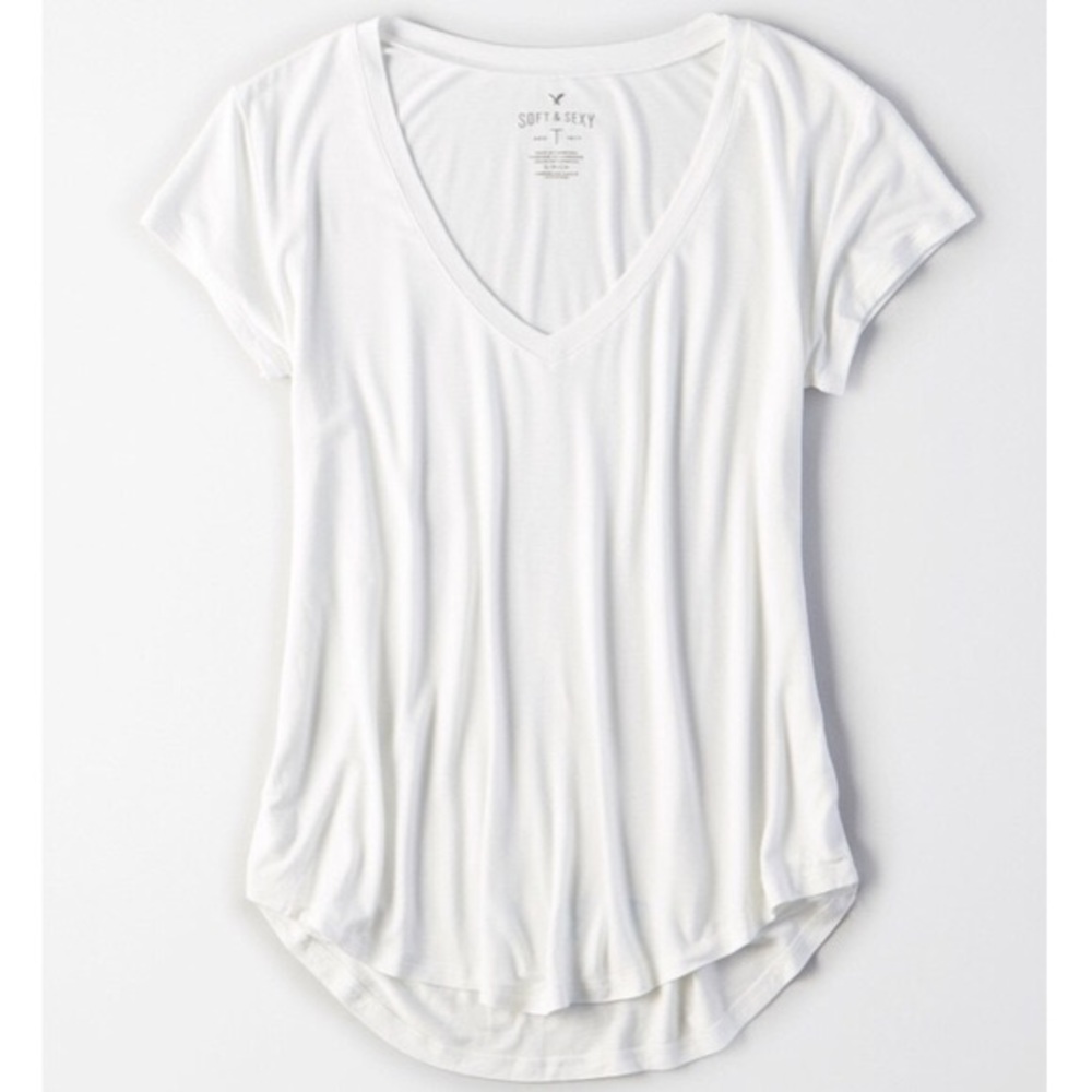 American eagle white v-neck shirt & rolledsleeves
